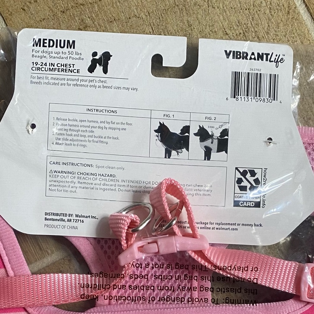 Vibrant Life Stripe & Lace Harness for Medium Dog Pink S - Picture 6 of 8